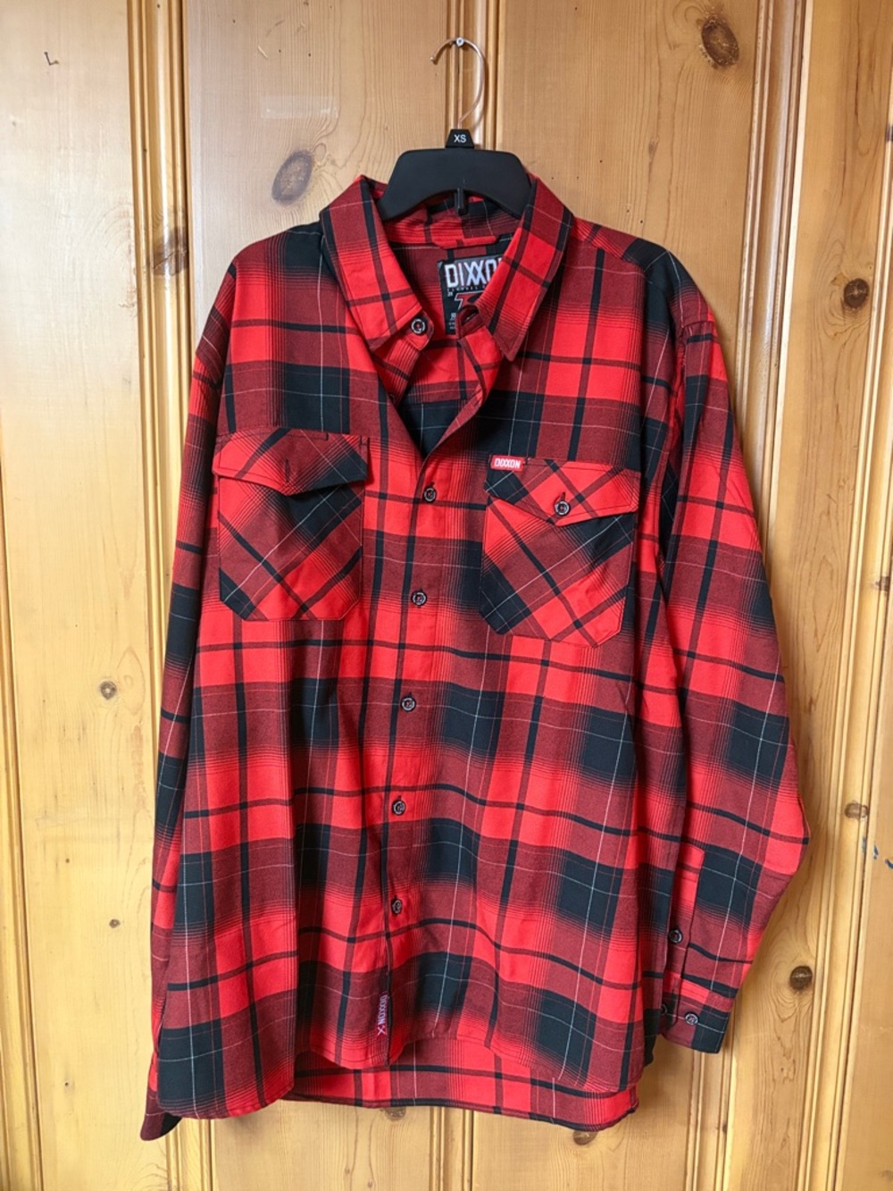 DIXXON  xxl Tony Stewart Red and Black Plaid Long-Sleeve Button-Up Shirt
